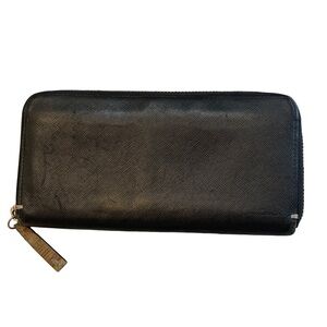 Paul Smith Black Saffiano Leather Long Zip Around Wallet
